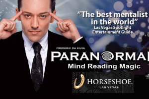 Paranormal Mind Reading Magic show. Image showing mentalist Frederic Da Silva performing at Horseshoe Las Vegas.